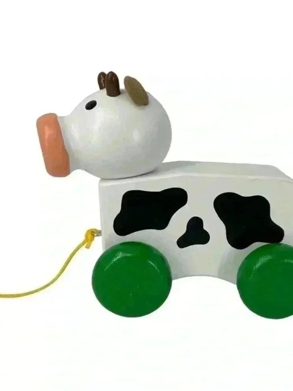 Wooden Cow Pull Along Toy Hand Painted Made in Europe New - Picture 5 of 10